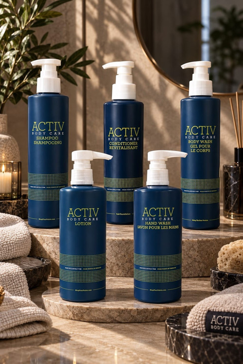 ACTIV Body Care Mavi Ambalaj 5'liBakım Seti 360 ml – Şampuan, Saç Kremi, Duş Jeli, El Sabunu ve Vücut Losyonu