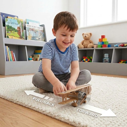 Die-Cast Çek-Bırak Planör Uçak 15 cm Oyuncak - Kahverengi