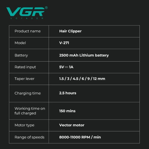 V-271 Profesyonel Saç Kesme Makinesi Vektör Motorlu Metal Clipper