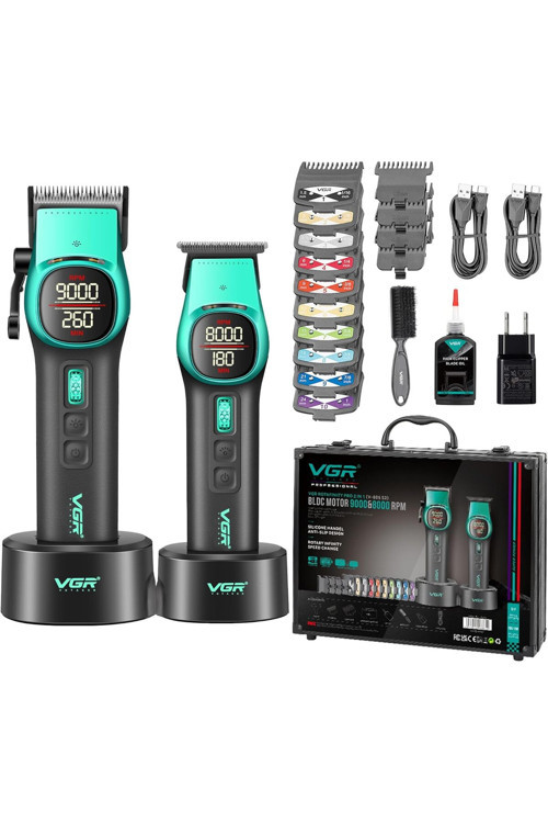 V-885 S2 Profesyonel Dijital Tıraş Makinesi Seti - Clipper - Trimmer - Çantalı