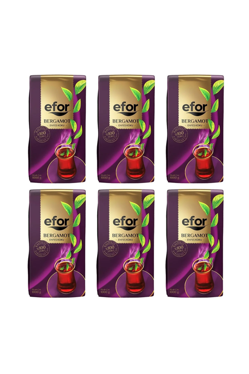 Efor Bergamot Aromalı Dökme Siyah Çay 1 kg - 6'lı Set