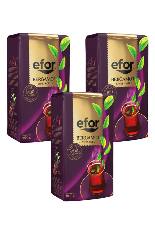 Efor Bergamot Aromalı Dökme Siyah Çay 1 kg - 3'lü Set