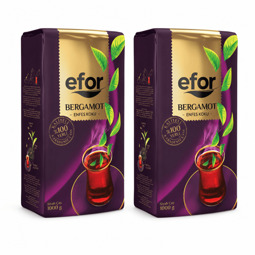 Efor Bergamot Aromalı Dökme Siyah Çay 1 kg - 2’li Set
