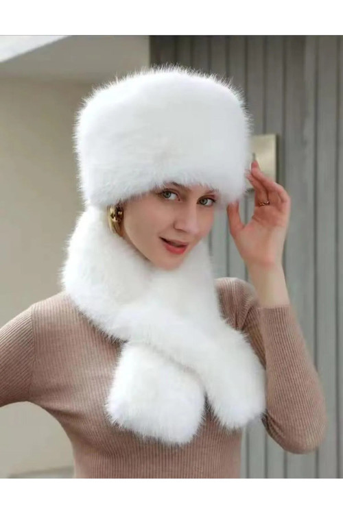 Son Trend Kışlık Eskimo Rus Slav Tarzı Suni Kürk Peluş Kalpak Atkı Takım Tüylenmez