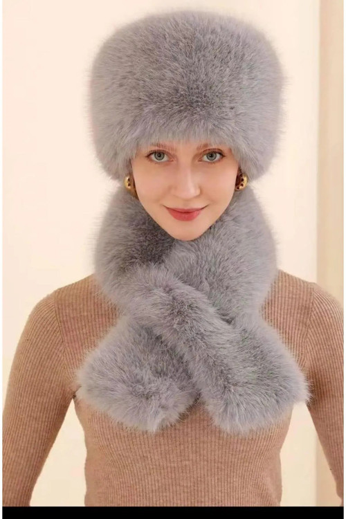 Son Trend Kışlık Eskimo Rus Slav Tarzı Suni Kürk Peluş Kalpak Atkı Takım Tüylenmez