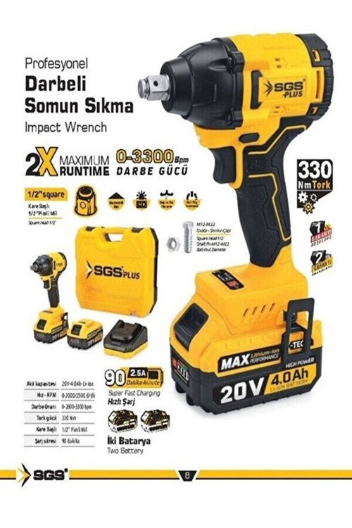 Profesyonel Darbeli Somun Sıkma Seti 20V - 4.0Ah