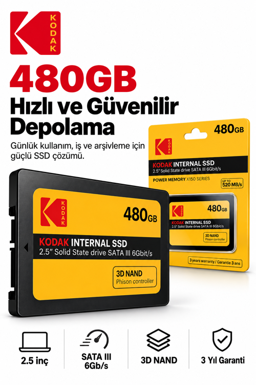 X150 480GB 2.5 İnç SATA III SSD 520 MB/s Okuma 500 MB/s Yazma Hızlı SSD