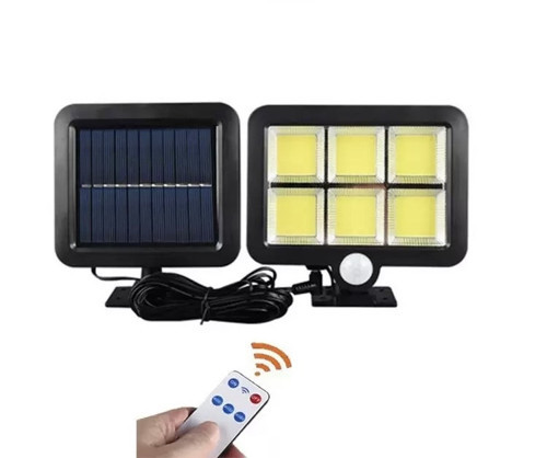 120 Cob Led Solar Panelli 3 Modlu Duvar Lambası Uzaktan Kumandalı