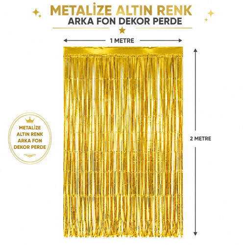 Gold Metalize Parti Perdesi 100x200 cm Kapı ve Arka Fon Perdesi