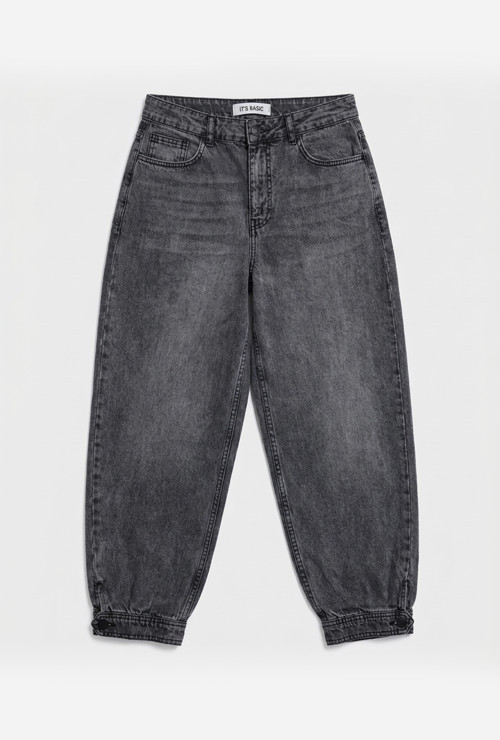 Kadın 4w6-14 Ballon Fit Paça Düğmeli Bol Kesim Denim Jean