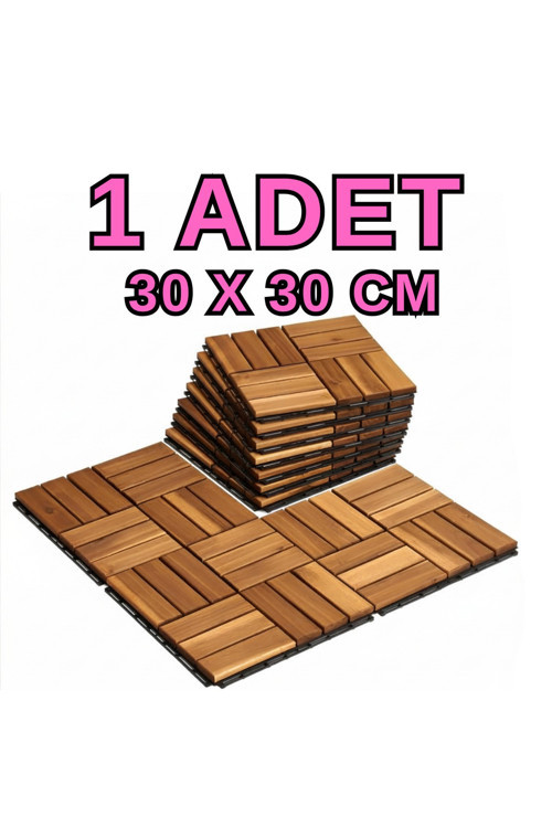 1 adet 30x30 cm Tik Karo Deck Teak Yer Karosu Masif Ahşap Sudan Etkilenmez Bahçe Banyo Parkesi