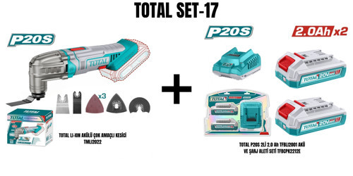 Set-17 (LI-ION AKÜLÜ ÇOK AMAÇLI KESİCİ+2Lİ 2.0 Ah AKÜ VE ŞARJ ALETİ SETİ)