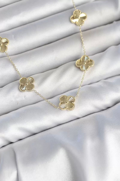 Gold Renk Yonca Model VIP Seri Kadın Kolye TJ-BKO11140