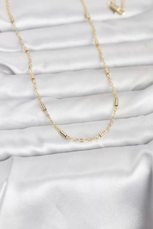 CM 14K Gold Renk Bar Zincir Model 60 cm Kadın Kolye - TJ-BKO10973