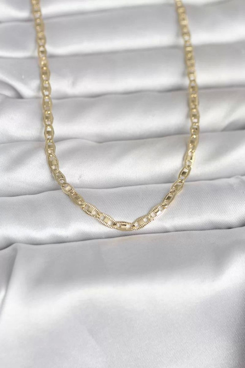 CM 14K Gold Renk Lazer Kesim Zincirli Model 60 cm Kadın Kolye - TJ-BKO10981