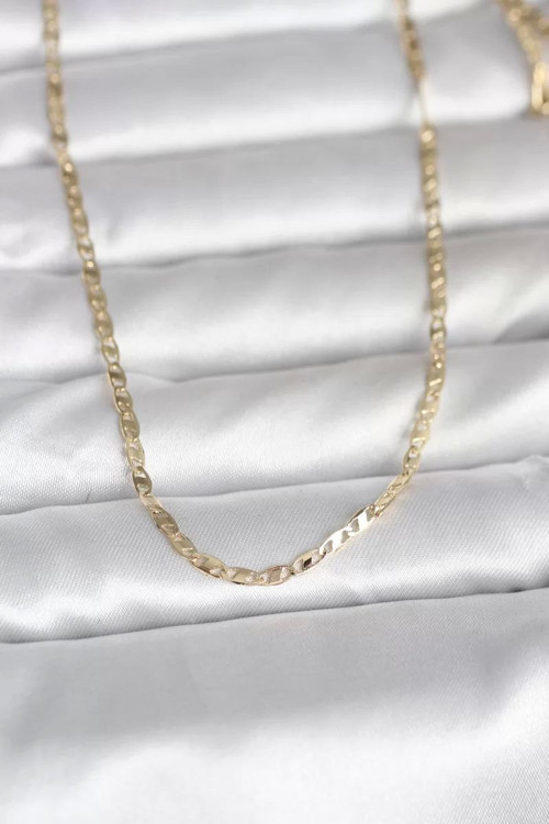 CM 14K Gold Renk Yassı Zincir Model 60 cm Kadın Kolye - TJ-BKO10984