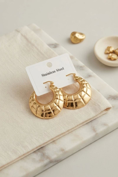 316L Çelik Gold Renk Bohem Halka Model Küpe TJ-BKP12027