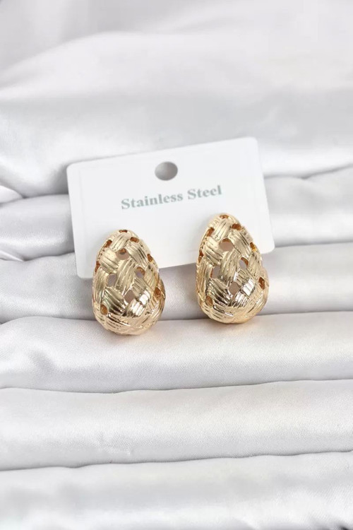 316L Çelik Gold Renk Motifli Damla Kadın Küpe TJ-BKP11829