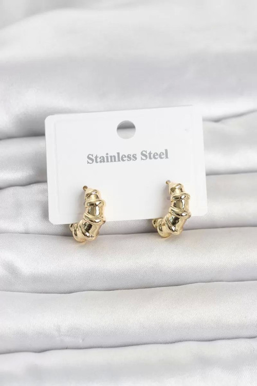 316L Çelik Gold Renk Halka Model Kadın Küpe TJ-BKP11834
