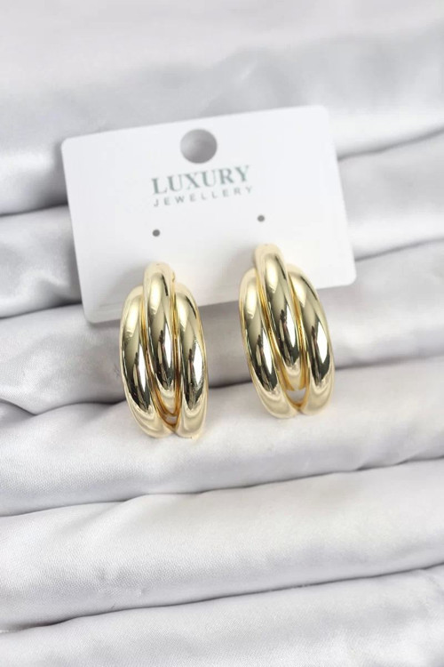 Gold Renk Pirinç Yarım Halka Model Kadın Küpe - TJ-BKP11602