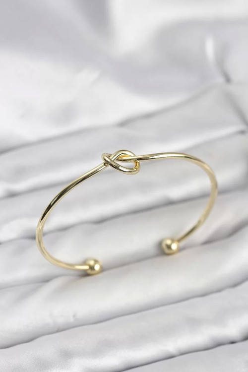 Düğüm Model Pirinç Gold Renk Kadın Bileklik - TJ-BB8231