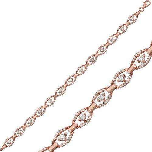 Gümüş Rose Oval Su Yolu Bayan Bileklik