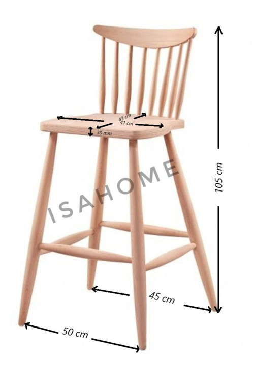 Kırlangıç Yıldız Bar Sandalye Ham Ahşap 2 Adet