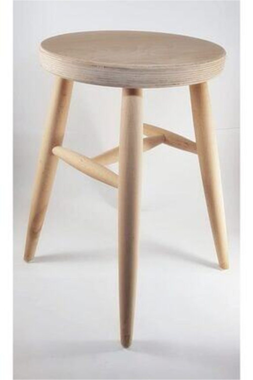 Ahşap Yuvarlak Tabure Ham Ahşap 45 Cm