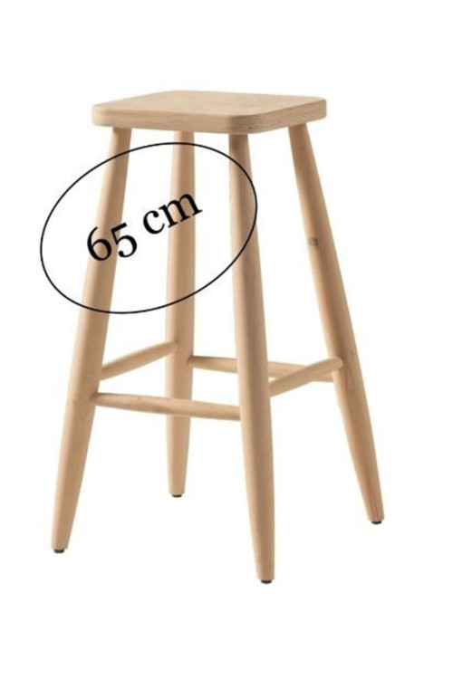 Ham Ahşap 65 Cm Kare Tabure Sandalye