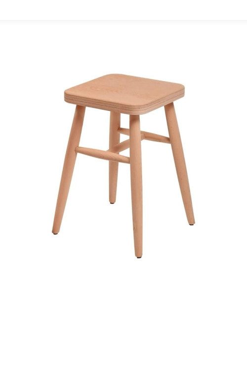 Ham Ahşap Torna Kare Tabure 45 Cm