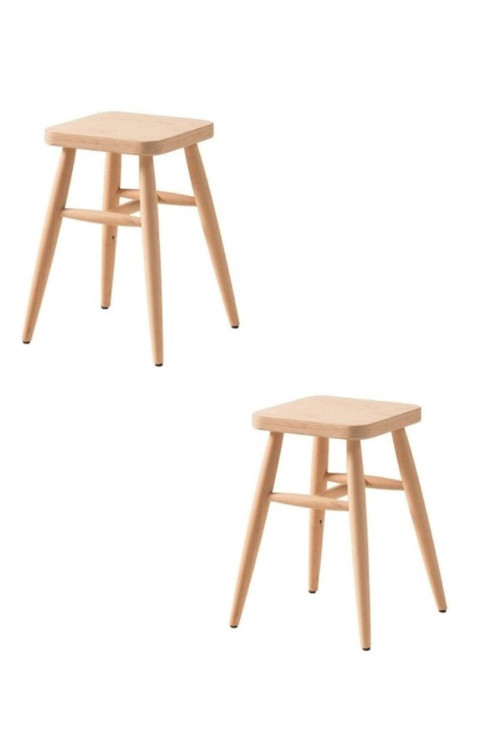Ahşap Tabure Ham Kare 45 Cm 2 Adet