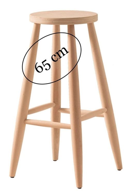 Ahşap 65 Cm Yuvarlak Bar Tabure Sandalye