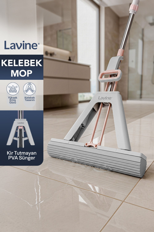 Kelebek Mop Kendinden Sıkmalı Pva Sünger Mop Teleskopik Saplı Kıl Tüy Ve Su Emici Yer Temizleme Mop