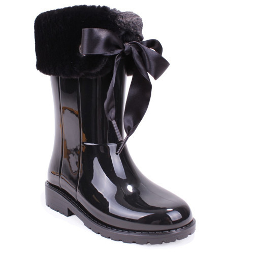 W10239 Campera Charol Soft Siyah Ortopedik Kız Çocuk Yağmur Çizme