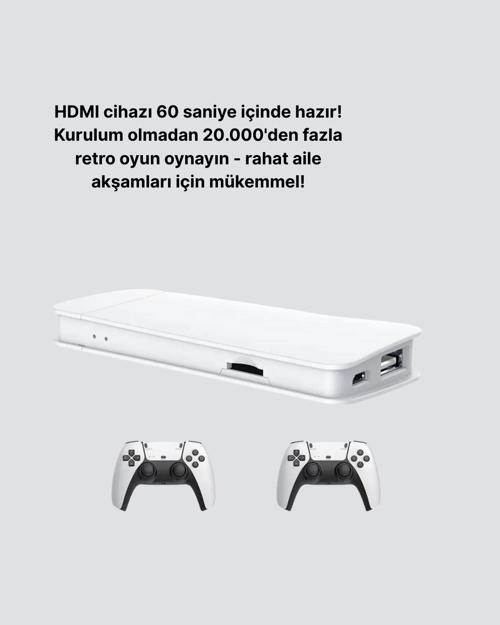 20.000 Yüklü Oyunlu Kablosuz Retro Oyun Konsolu 4K Destekli