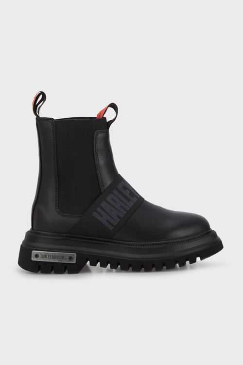 Polperro Logolu Hakiki Deri Erkek Bot 021M100557 CTN Black Baskılı Deri