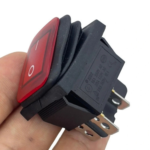 IC-104W Geniş Körüklü Işıklı Anahtar On-Off 4P Kırmızı