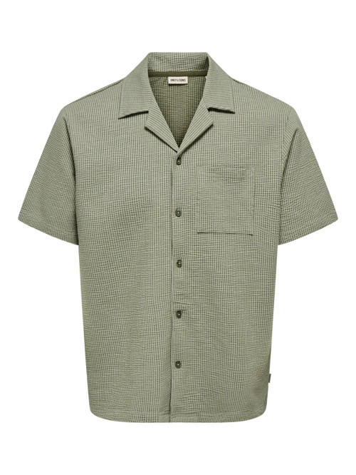 Only&Sons ONSKIAN LIFE SEERSUCKER STRP SS SHIRT VD Haki Erkek Gömlek 22036543