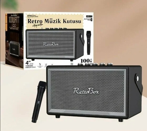 ACS-17 100W Gücünde 4+2x2 İnç Mikrofonlu Retro Müzik Kutusu Bluetooth