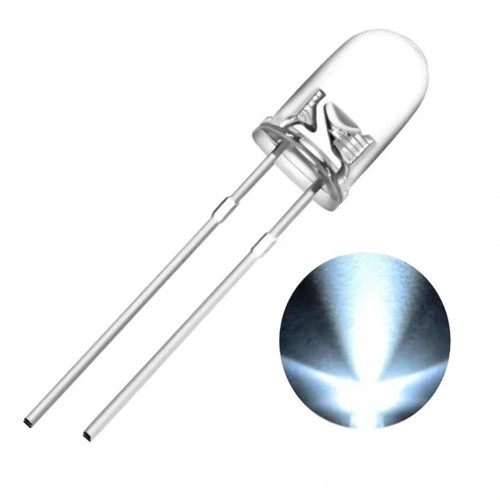 5mm Led Beyaz Diyot Diffused 1 Adet