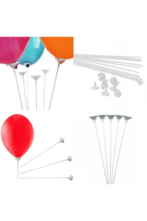 Balon Çubuğu Ve Hunisi Kaliteli Plastik 60 Adet 30 Cm
