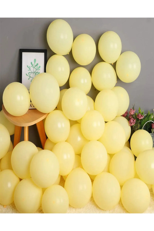 80 Adet Sarı Soft Makaron Pastel Renk Mat Balon