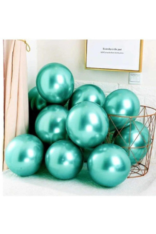 Krom Parlak Balon Yeşil Renk 20 Adet Aynalı Balon 30 Cm