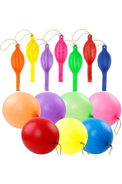 Punch Balon 80 Adet Zıpzıp Lastikli Balon Karışık Renkli İpli Balon