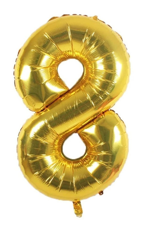 Folyo 8 Rakamı Balon 100 Cm Gold Altın Büyük Boy 40İnc Sekiz Rakam Folyo Balon