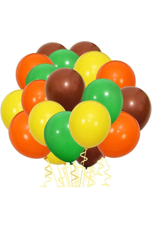 40 Adet Safari Temalı Konsept Parlak Metalik Balon - Sarı - Turuncu - Kahverengi - Yeşil