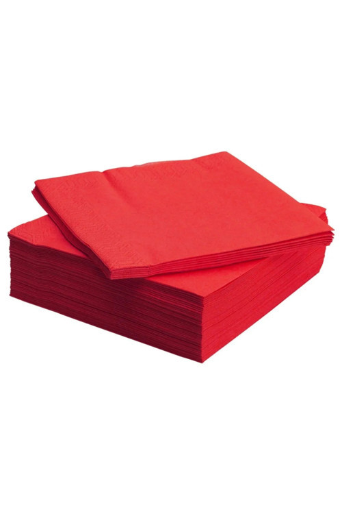 Sunumluk Düz Kırmızı Renkli Peçete 20 Adet Dekoratif Doğum Günü Peçetesi 16X16 Cm
