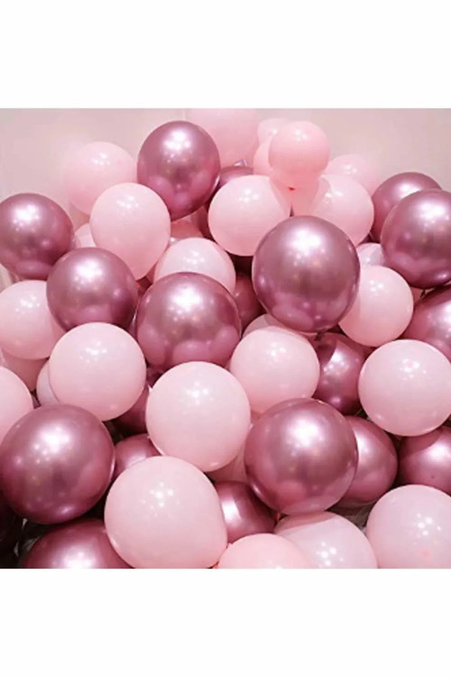 Krom Pembe Ve Makaron (Pastel) Pembe Renk 30 Adet Balon