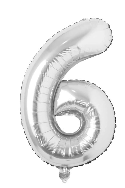 Folyo 6 Rakamı Balon 40 İnç - 100 Cm (1 Metre) Silver Gümüş Gri Büyük Boy Altı Rakam Folyo Balon