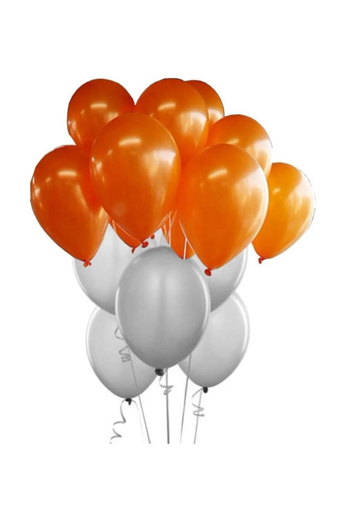 70 Adet Parlak Metalik Parlayan Parlak Turuncu Ve Silver Gümüş Balon